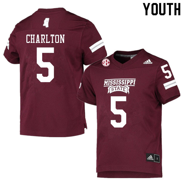 Youth #5 Randy Charlton Mississippi State Bulldogs College Football Jerseys Sale-Maroon - Click Image to Close